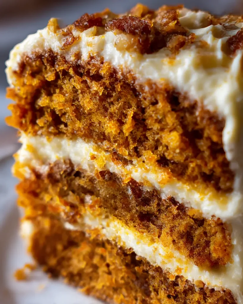 easy carrot cake recipe simple slice with cream cheese frosting