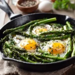 asparagus and eggs skillet with fresh asparagus and soft eggs