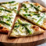 asparagus flatbread with creamy topping and crispy base