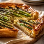 asparagus puff pastry tart with flaky crust and creamy filling