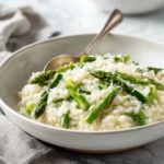 asparagus risotto with creamy texture and fresh asparagus