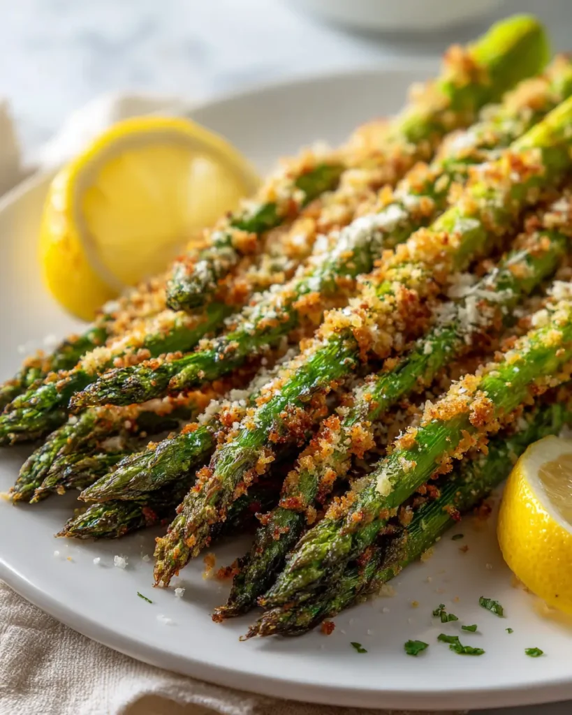 crispy asparagus recipe with golden coating and parmesan