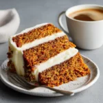Homemade Carrot Cake 2 homemade carrot cake slice with cream cheese frosting on a plate