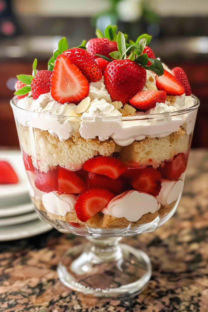 Strawberry Shortcake Trifle Recipe with Vanilla Cream