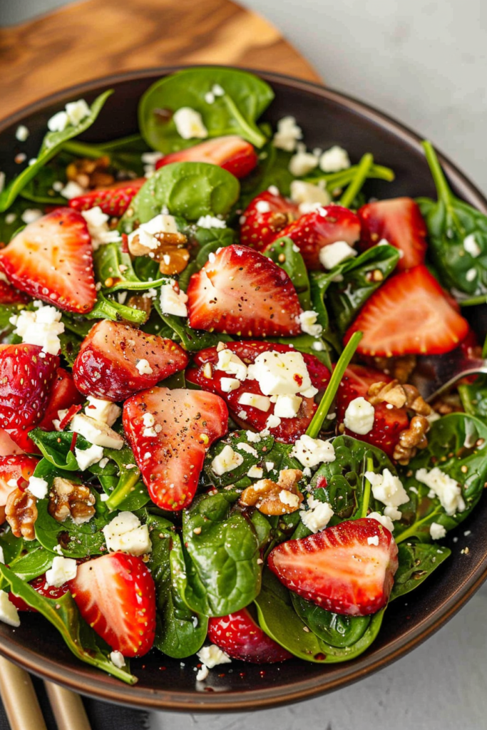 Spinach Strawberry Salad With Feta: A Sweet & Savory Side