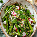 Fresh Asparagus Salad Recipe with Feta & Peas