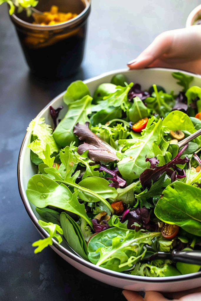 Baby Greens Salad with Sunflower Seeds & Tangy Honey Mustard