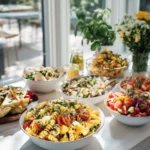 cheap summer meals on a budget with fresh pasta salad and vegetables
