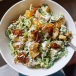 Crispy Smashed Potato Salad served with creamy herb dressing and crispy potato pieces