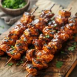 BBQ Chicken Skewers with smoky barbecue glaze and grilled chicken