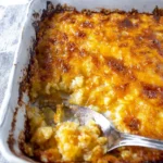 Easy BBQ Side Dishes cheesy baked casserole served in a baking dish