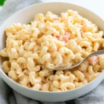 Hawaiian macaroni salad served in a bowl with creamy dressing and elbow macaroni