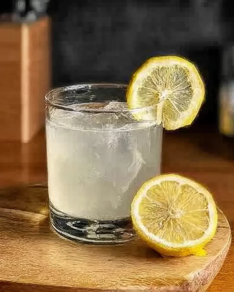 Homemade Lemonade served over ice with fresh lemon slices in a glass