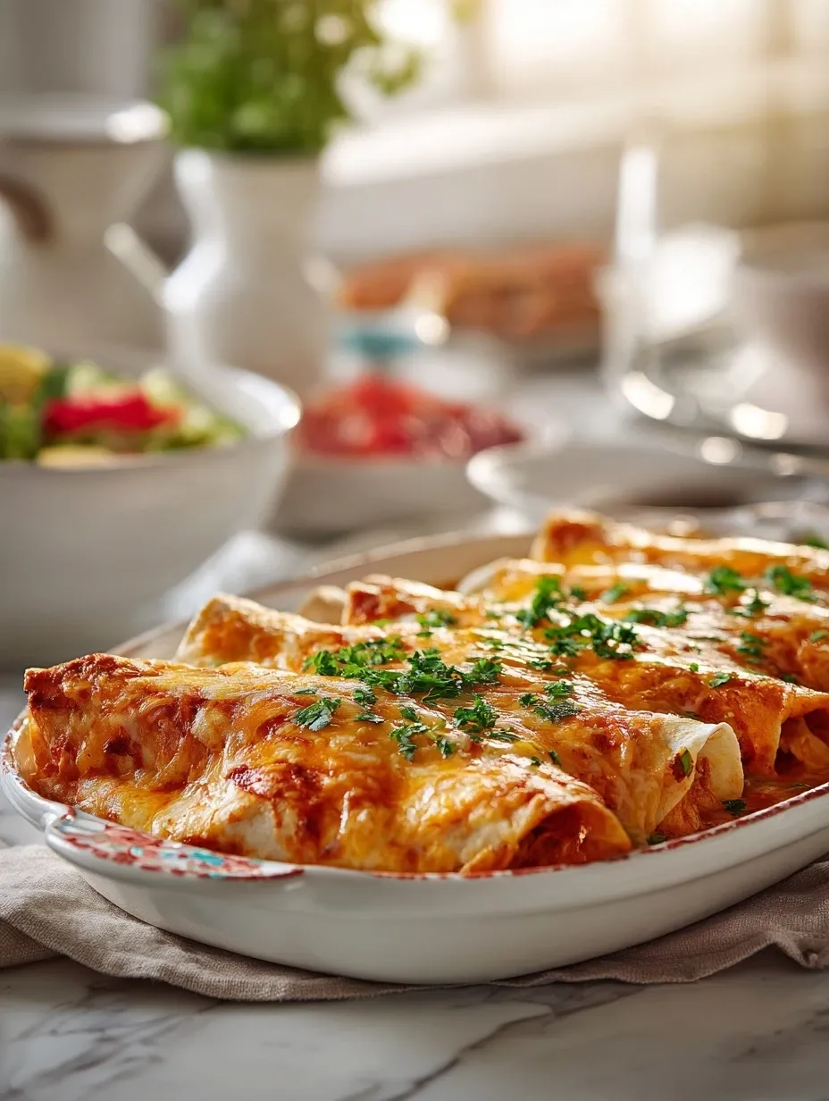 Serving suggestions for creamy chicken enchiladas with rice